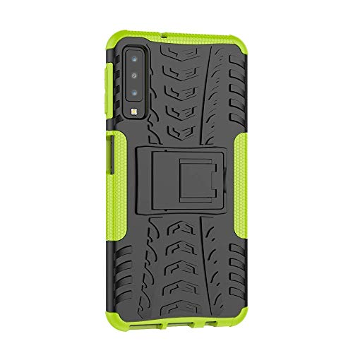 JINWU Funda Samsung Galaxy A7 (2018) A750, Heavy Duty Silicona Híbrida con Soporte Cáscara de Cubierta Protectora de Doble Capa Funda Caso para Samsung Galaxy A7 A750 2018 (Verde)