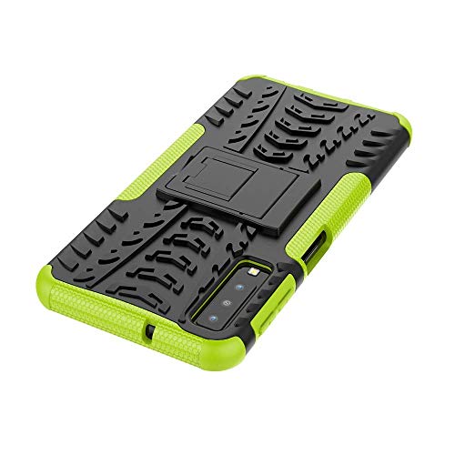 JINWU Funda Samsung Galaxy A7 (2018) A750, Heavy Duty Silicona Híbrida con Soporte Cáscara de Cubierta Protectora de Doble Capa Funda Caso para Samsung Galaxy A7 A750 2018 (Verde)