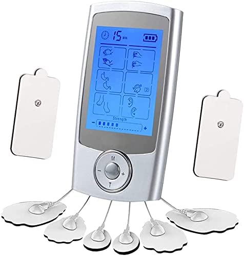 JiuFei Electroestimulador Digital EMS TENS Masaje Recargable 16 Modos 8 Pads 2 Canales Estimulador Recargable Masajeador Electro para Alivio del Dolor …