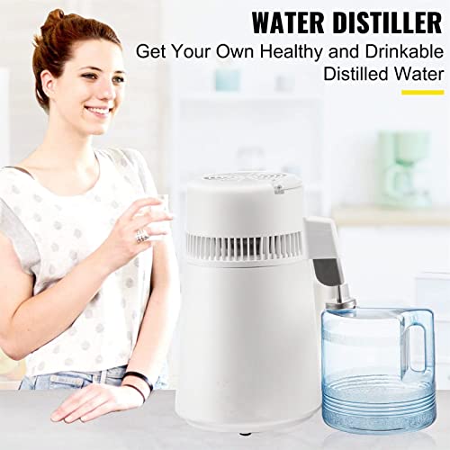 JIXIN Destilador De Agua De Encimera De 1,05 Galones / 4L, Filtro Purificador De Agua Destilada De Acero Inoxidable 304 De 750 W Totalmente Mejorado