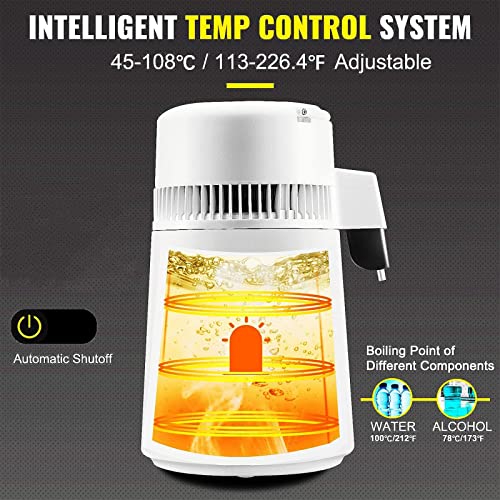 JIXIN Destilador De Agua De Encimera De 1,05 Galones / 4L, Filtro Purificador De Agua Destilada De Acero Inoxidable 304 De 750 W Totalmente Mejorado