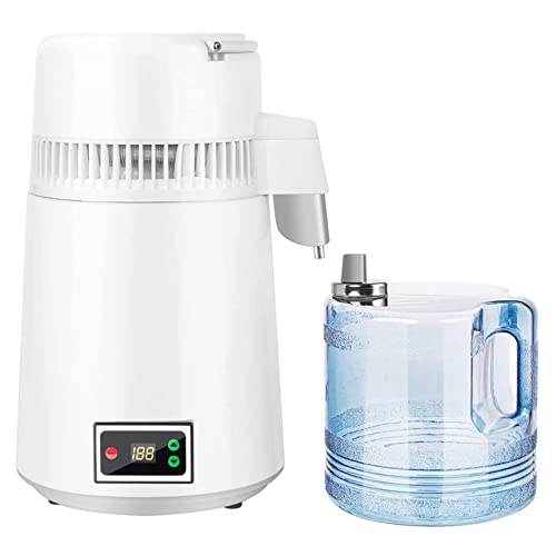 JIXIN Destilador De Agua De Encimera De 1,05 Galones / 4L, Filtro Purificador De Agua Destilada De Acero Inoxidable 304 De 750 W Totalmente Mejorado