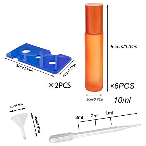 JJYHEHOT Botellas De Rodillos De Aceite Esencial,Fácil De Llenar Y Transportar, Disfrute del SPA De Aceites Esenciales En Cualquier Momento Y En Cualquier Lugar (6 Piezas) (Color)