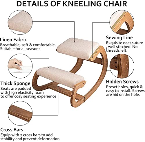 JJYY Silla ergonómica para arrodillarse Taburete para arrodillarse Mecedora, Silla de Oficina con Asiento Acolchado y Rodilleras Corrección de Postura Silla de Escritorio Taburete para computador