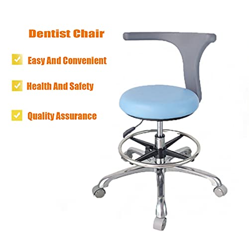 JMYSD Silla De Dentista Médica, Taburete Dental con Reposabrazos De Rotación De 360 ​​Grados, Cuero PU, Taburete De Belleza Ajustable, Silla De Peluquero para Salón,Dark Blue