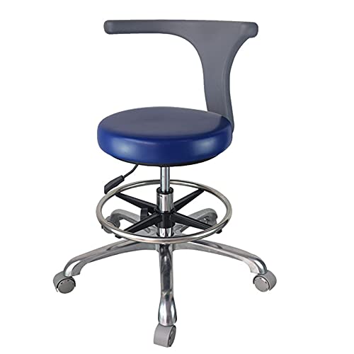 JMYSD Silla De Dentista Médica, Taburete Dental con Reposabrazos De Rotación De 360 ​​Grados, Cuero PU, Taburete De Belleza Ajustable, Silla De Peluquero para Salón,Dark Blue