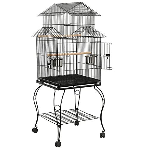 JNXY Jaula De Alambre con 4 Ruedas Productos para Mascotas De Gran Capacidad De 4 Ruedas Parrot Lovebird Pájaro Canarias Jaulas NESTS NESTS PAITHOUSE FEODER Suministros De Aves