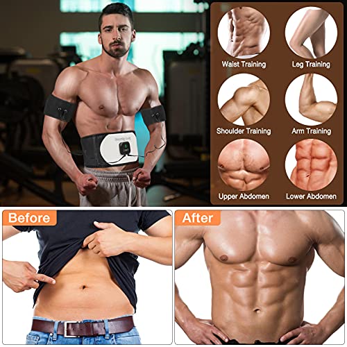 Jooheli Electroestimulador Muscular, Abdominales Cinturón, Estimulador Muscular Abdominales EMS Ejercitador del Abdomen/Brazo/Piernas/Cintura