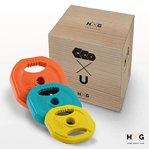 JOWY Juego Body Pump, Juego con Discos y Barra combinables hasta 17,5 kg, Ideal para la práctica de Ejercicios de Crossfit o musculación y finess. Tu casa es tu Gimnasio.