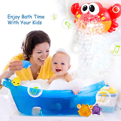 Joy joz Juguetes De Baño Cangrejo Bubble Toys Bath Squirters Toys Stacking Cups Bubble Machine con música para niños pequeños