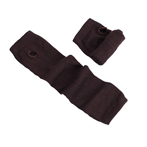 JOYKK Mujeres Niñas Guantes Largos sin Dedos de Punto Rayas Impresas hasta el Codo Invierno Estiramiento del Brazo Mangas más Calientes con Orificio para el Pulgar - 10# Rosa Rojo + Negro