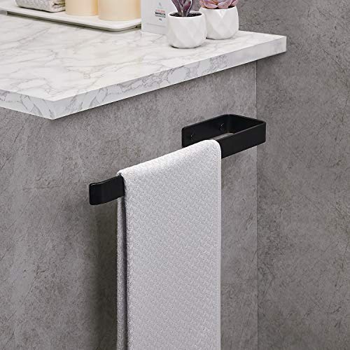 JS Toallero Barra Para Baño Acero Inoxidable Montado en la Pared 40CM Acabado Pulido Toalla Soporte Toalleros de aro para Baño y cocina, Negr,2pz