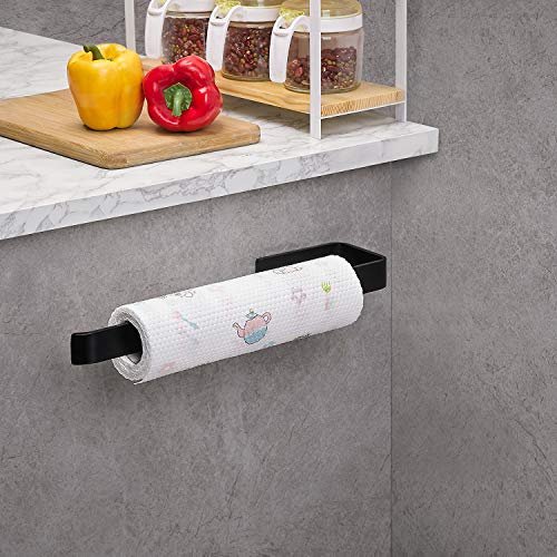 JS Toallero Barra Para Baño Acero Inoxidable Montado en la Pared 40CM Acabado Pulido Toalla Soporte Toalleros de aro para Baño y cocina, Negr,2pz