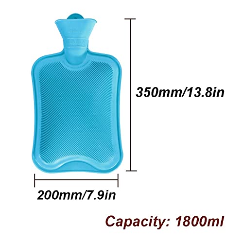 JTing Botella de Agua Caliente Premium - Bolsa de Agua Caliente para Cama con Funda de Felpa súper Suave, Botellas de Agua Caliente de Caucho Natural para Espalda, Cuello, piernas, Azul/Rosa