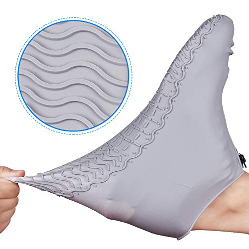 JUDA Cubierta del Zapato Impermeable, Funda de Silicona para Zapatos con Suela Antideslizante, Lavable Cubierta del Zapato Reutilizable Para Días de Lluvia y Nieve (XL (43-47), Gris)