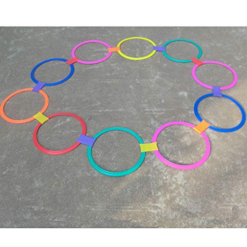 Juego de 10 anillos de plástico multicolor y 9 conexiones para interiores o exteriores, para niños y niñas (38 cm)