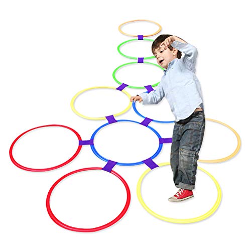 Juego de 10 anillos de plástico multicolor y 9 conexiones para interiores o exteriores, para niños y niñas (38 cm)