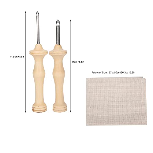 Juego de 2 agujas para perforar bordados con tela de monje, bolígrafos perforadores para bordar, herramienta para tejer con mango de madera 26,3 x 19,6 pulgadas