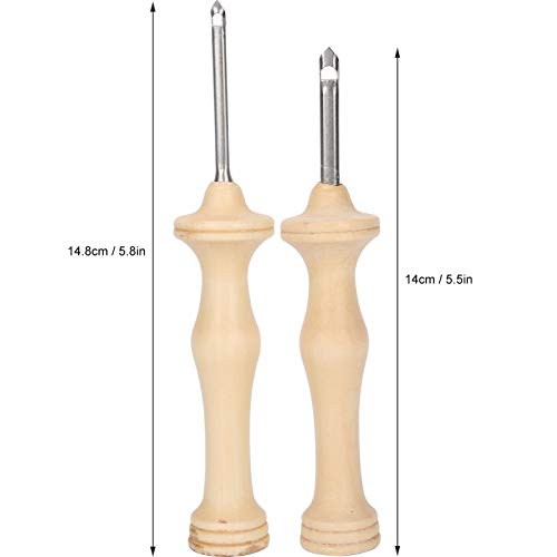 Juego de Agujas perforadoras de 2 uds, Mango de Madera, Aguja Perforadora para Bordar, Herramienta de Costura para Manualidades, Hilo e Hilo