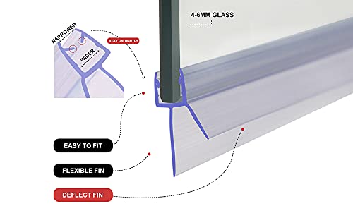 Junta para mampara de ducha HNNHOME de 4 a 6 mm, para vidrio recto o curvado, con separación de hasta 20 mm