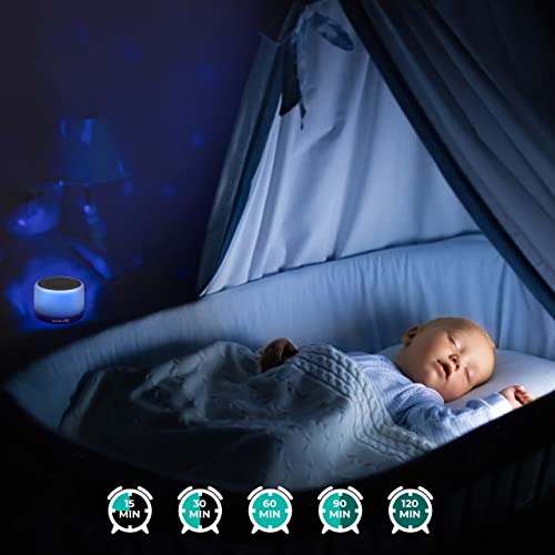 KALAKIND Máquina de Ruido Blanco con 32 Sonidos Ambientales y Luz Led de 7 Colores - Música para Dormir Bien con Temporizador - Adultos, Niños, Bebés y Recién Nacidos