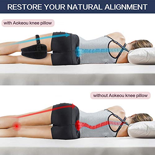 KANRAX Almohada de Espuma viscoelástica para la Rodilla, Almohada de Gel Fresca para piernas, Almohada ergonómica con posicionador de piernas Que Ayuda a aliviar el Dolor de Espalda