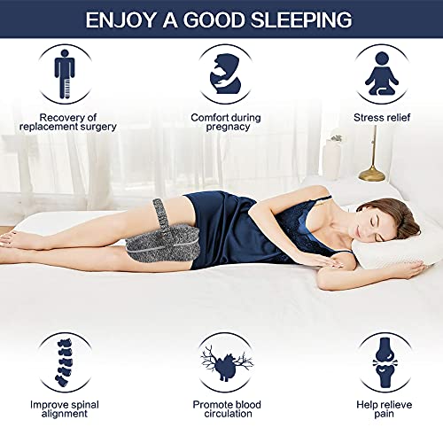 KANRAX Almohadas posicionadoras de Pierna– Mejor para Pierna, Espalda, y Rodilla Pain- Espuma con Efecto Memoria Pierna Almohada con Funda extraíble -Gris