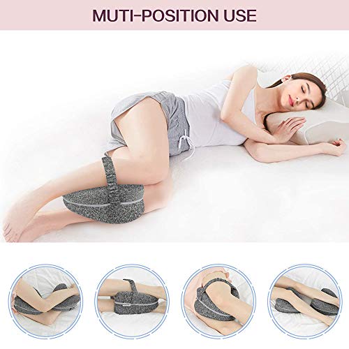 KANRAX Almohadas posicionadoras de Pierna – Mejor para Pierna, Espalda, y Rodilla Pain- Espuma con Efecto Memoria Pierna Almohada con Funda extraíble -Gris