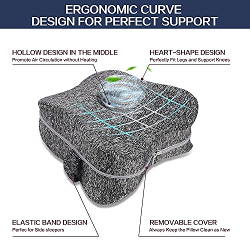KANRAX Almohadas posicionadoras de Pierna– Mejor para Pierna, Espalda, y Rodilla Pain- Espuma con Efecto Memoria Pierna Almohada con Funda extraíble -Gris