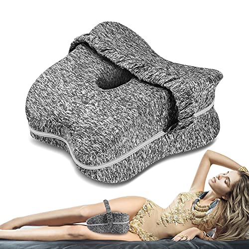 KANRAX Almohadas posicionadoras de Pierna– Mejor para Pierna, Espalda, y Rodilla Pain- Espuma con Efecto Memoria Pierna Almohada con Funda extraíble -Gris