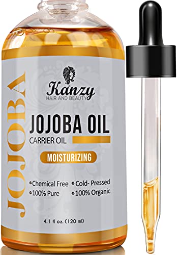 Kanzy Aceite de Jojoba Bio 100% Puro 120ml Orgánico Prensado en Frio Vegano Natural Hidratante para Cabello, Cara, Cuticulas, Cuerpo y Uñas Jojoba Oil Sin Hexano