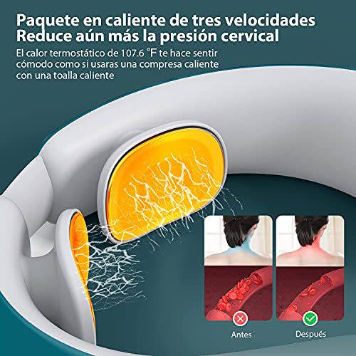 KARQLIFE Masajeador Cervical , Ajustable Masajeador Inteligente de Cuello con Control Remoto, Alivia el Dolor Muscular del Cuello, Función de Calefacción, para Uso en Oficina en el Hogar (Verde)