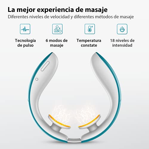 KARQLIFE Masajeador Cervical , Ajustable Masajeador Inteligente de Cuello con Control Remoto, Alivia el Dolor Muscular del Cuello, Función de Calefacción, para Uso en Oficina en el Hogar (Verde)