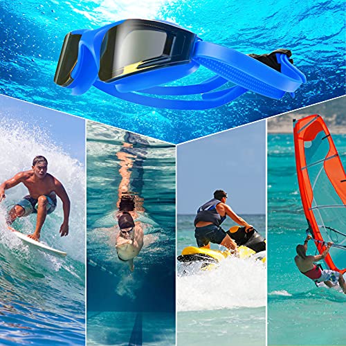 Kasimir Juego de Gafas de Natación Antivaho Impermeable Anti-UV Anti-Fugas con Pinza Nasal y Tapaoídos y Estuche de Almacenamiento Apto para Piscina y Deportes Acuáticos de Exterior Hombres y Mujeres