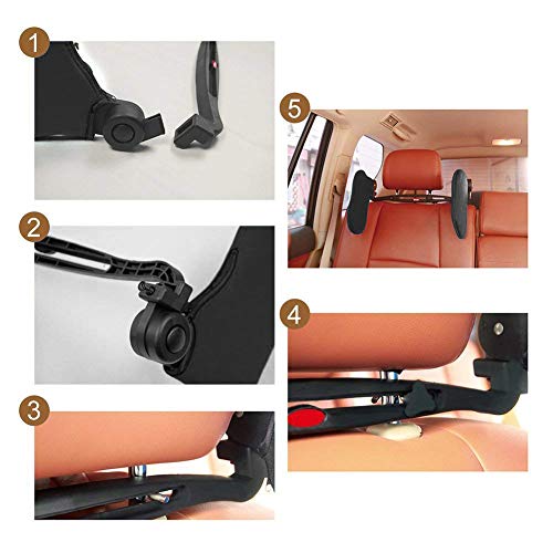 KASTEWILL Almohada de Cuello de Coche, Ajustable Reposacabezas Coche Auto Cojín de Nylon Elástico Alto Ambos Lados Auto Asiento Reposacabezas de Viaje para Adultos y Niños - Negro