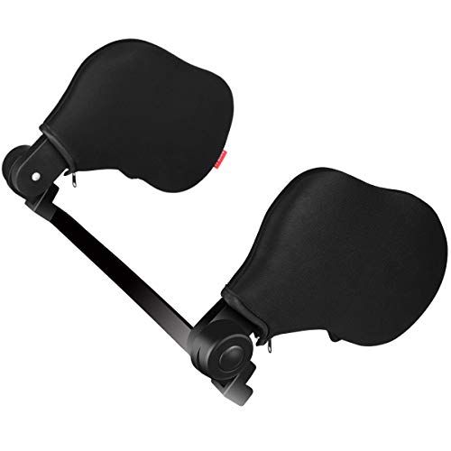 KASTEWILL Almohada de Cuello de Coche, Ajustable Reposacabezas Coche Auto Cojín de Nylon Elástico Alto Ambos Lados Auto Asiento Reposacabezas de Viaje para Adultos y Niños - Negro