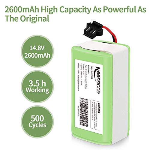 Keenstone Batería de Reemplazo para Conga Excellence 990, 14.4V 2600mah Li-Ion, Compatible con Conga Excellence 990 950 1090 DEEBOT N79S N79 Eufy RoboVac 11 11S 30 30C 12 35C IKOHS NETBOT S14 S15