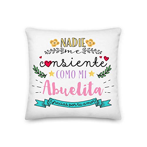 Kembilove Almohada para Abuela – Cojines para Abuelas – Regalos Originales para Abuelas – Cojín con Mensaje Nadie me consiente como mi Abuelita – La Mejor Sorpresa para tu Abuela