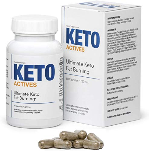 KETO ACTIVES Premium - El mejor ingrediente 100% natural, enorme quema de grasa, eliminación de grasa corporal en cintura, caderas y piernas, 60 cápsulas.