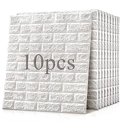 K&F-qianzhi 10PCS 70X77cm Papel Pintado De Ladrillo Blanco, Panel De Pared 3D Ladrillo PE Espuma DIY Pegatinas De Pared Papel Pintado Autoadhesivo