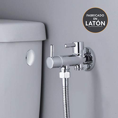 Kibath 414151 higiene íntima con instalación sin Obra sustituto del Bidet. Grifo para WC. Sólo Agua fría, Cromo Brillo