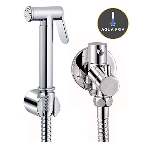 Kibath 414151 higiene íntima con instalación sin Obra sustituto del Bidet. Grifo para WC. Sólo Agua fría, Cromo Brillo