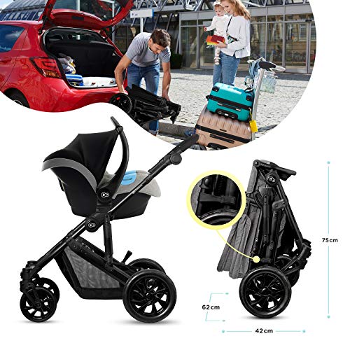 Kinderkraft Carrito Bebé 3 en 1 PRIME LITE, Silla de Paseo, Silla Coche, Gris