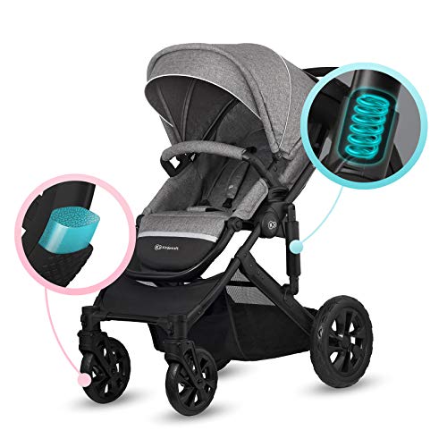 Kinderkraft Carrito Bebé 3 en 1 PRIME LITE, Silla de Paseo, Silla Coche, Gris