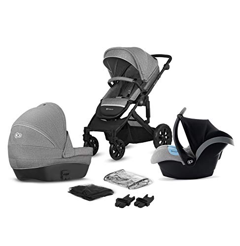 Kinderkraft Carrito Bebé 3 en 1 PRIME LITE, Silla de Paseo, Silla Coche, Gris