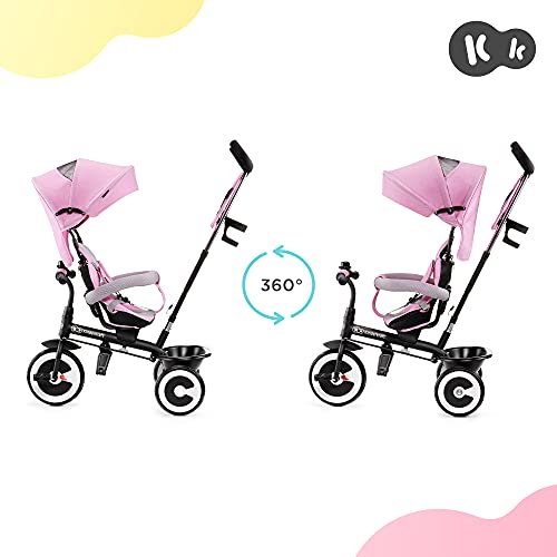 Kinderkraft Triciclo Evolutivo ASTON, Cabina desplegable, Cinturón, 9 Meses a 5 Años, Rosa