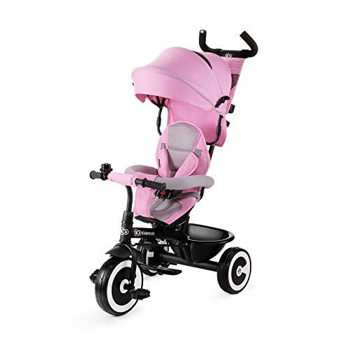 Kinderkraft Triciclo Evolutivo ASTON, Cabina desplegable, Cinturón, 9 Meses a 5 Años, Rosa