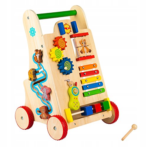 Kinderplay Andador Bebes De Madera - Regalo Bebe, Correpasillos Madera, Caminador Bebe, La Altura Hasta El Mango Es De 51 Cm, Juguetes Bebes Desde 1 Año, 2 Años, GS0030