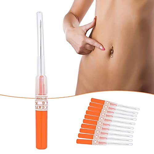 Kit de Agujas Piercing de 12 Piezas - 4 Tamaños Mezclados 14G 16G 18G 20G Agujas Desechables Para Labio Lengua Ceja Oreja Nariz Piercing Herramientas de Tatuaje