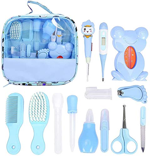 Kit de aseo para bebés de 13 piezas, cuidado infantil para recién nacidos, guardería, cuidado de la salud para niños pequeños, niños, niñas, viajes, uso doméstico, con bolsa de transporte